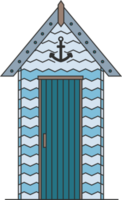 plage maison. huttes et bungalow collection. Marin bâtiments sur mer plage. plat illustration png