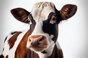 Beautiful cow face on white background photo