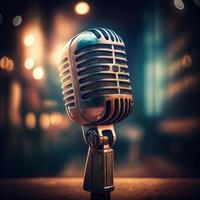 Retro microphone on stage show or in studio photo