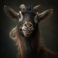 crazy black goat portrait photo