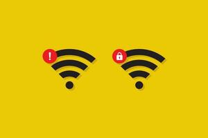 icono Wifi red problemas, plano diseño vector ilustración