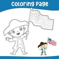 Coloring page. Forth July Activity Sheet. Coloring activity for kid. Vector file