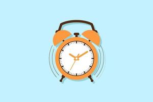 Alarm clock on blue background flat design vector illustration