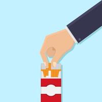 Hand take cigarette flat design vector illustration