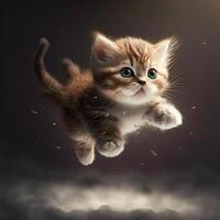 adorable gatito saltando ai generativo foto
