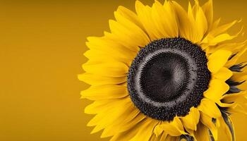 sunflower on yellow isolated background, AI photo