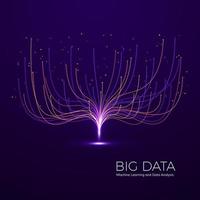 Big Data Machine Learning and Data Analysis. Digital Technology Visualization. Dot and Connecting Lines Data Flow and Processing Information. Vector