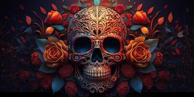 day of the dead dia de muertos mexican skull AI photo