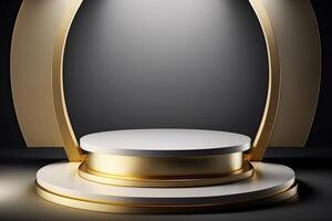 Circle podium stage platform luxury gold product placement display Made with photo