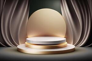 Circle podium stage platform luxury gold product placement display Made with photo