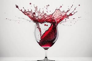 Red Wine splash drop to a glass white background Made with photo