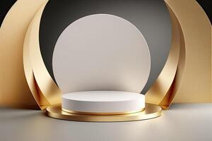 Circle round podium stage platform gold luxury product placement display Made with photo