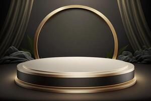Circle podium stage platform luxury gold product placement display Made with photo