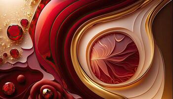 Red Ruby and gold Marble stone swirl textured background wallpaper Made with photo