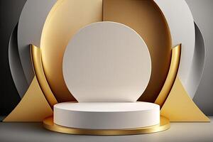 Circle round podium stage platform gold luxury product placement display Made with photo