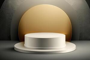 Circle round podium stage platform minimalist luxury product placement display Made with photo