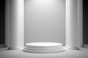 Round empty podium platform product display luxury white gray minimalist Made with photo