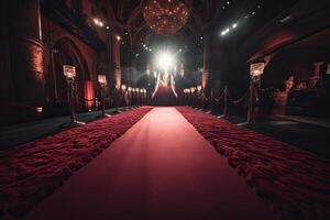 rojo alfombra película primer ministro gala espectáculo lujo antecedentes ai generado foto