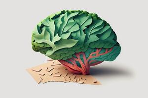 Paper origami brain with trees Made with photo