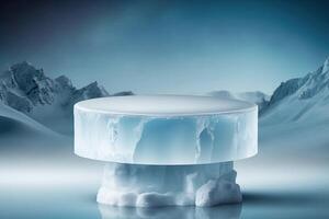 Circle podium platform product showcase cool ice theme Made with photo