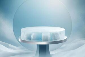 Circle podium platform product showcase cool ice theme Made with photo