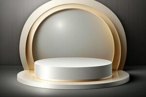 Circle round podium stage platform gold luxury product placement display Made with photo