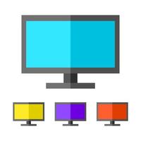 plano computadora monitor vistoso icono conjunto vector ilustración