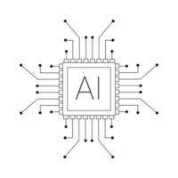 Icon Microchip Artificial Intelligence Modern Technology Machine Learning vector