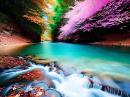 Nature wallpaper background, Nature digital painting, Colorful nature AI background photo