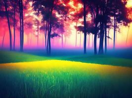 Nature wallpaper background, Nature digital painting, Colorful nature AI background photo