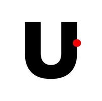 Letter U with a red dot. U company monogram. vector