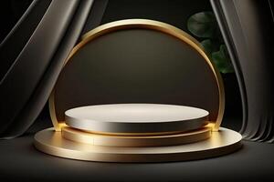 Circle podium stage platform luxury gold product placement display Made with photo