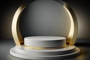 Circle podium stage platform luxury gold product placement display Made with photo