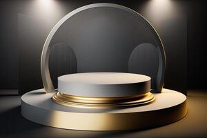 Circle podium stage platform luxury gold product placement display Made with photo