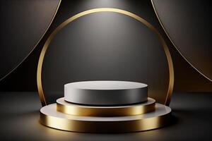 Circle podium stage platform luxury gold product placement display Made with photo