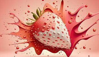 Strawberry splashed by milk advertisement assets Made With photo