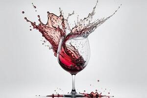 Red Wine splash drop to a glass white background Made with photo