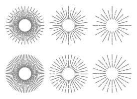 Hand drawn sun rays vector collection
