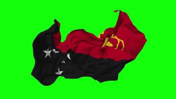 papua Novo Guiné bandeira desatado looping vôo dentro vento, em loop colisão textura pano acenando lento movimento, croma chave, luma fosco seleção do bandeira, 3d Renderização video