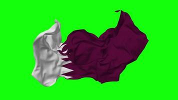 Qatar drapeau sans couture boucle en volant dans vent, en boucle bosse texture tissu agitant lent mouvement, chrominance clé, luma mat sélection de drapeau, 3d le rendu video