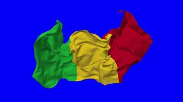 Mali vlag naadloos looping vliegend in wind, lusvormige buil structuur kleding golvend langzaam beweging, chroma sleutel, luma matte selectie van vlag, 3d renderen video