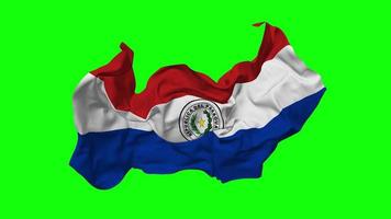 Paraguay Flag Seamless Looping Flying in Wind, Looped Bump Texture Cloth Waving Slow Motion, Chroma Key, Luma Matte Selection of Flag, 3D Rendering video