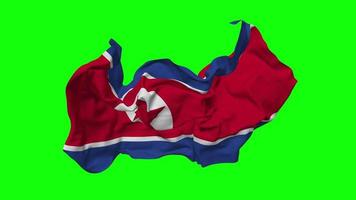 norte Corea, bandera sin costura bucle volador en viento, serpenteado bache textura paño ondulación lento movimiento, croma llave, luma mate selección de bandera, 3d representación video