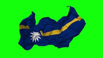 Nauru Flag Seamless Looping Flying in Wind, Looped Bump Texture Cloth Waving Slow Motion, Chroma Key, Luma Matte Selection of Flag, 3D Rendering video