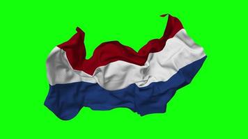 Nederland vlag naadloos looping vliegend in wind, lusvormige buil structuur kleding golvend langzaam beweging, chroma sleutel, luma matte selectie van vlag, 3d renderen video