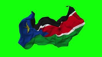 South Sudan Flag Seamless Looping Flying in Wind, Looped Bump Texture Cloth Waving Slow Motion, Chroma Key, Luma Matte Selection of Flag, 3D Rendering video