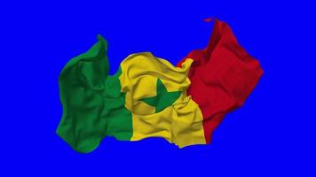 Senegal Flag Seamless Looping Flying in Wind, Looped Bump Texture Cloth Waving Slow Motion, Chroma Key, Luma Matte Selection of Flag, 3D Rendering video