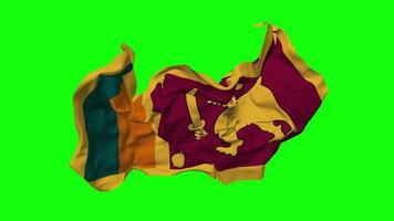 Sri Lanka Flag Seamless Looping Flying in Wind, Looped Bump Texture Cloth Waving Slow Motion, Chroma Key, Luma Matte Selection of Flag, 3D Rendering video