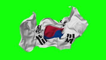 South Korea Flag Seamless Looping Flying in Wind, Looped Bump Texture Cloth Waving Slow Motion, Chroma Key, Luma Matte Selection of Flag, 3D Rendering video