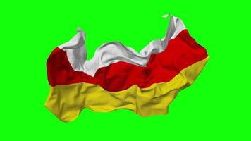 South Ossetia Flag Seamless Looping Flying in Wind, Looped Bump Texture Cloth Waving Slow Motion, Chroma Key, Luma Matte Selection of Flag, 3D Rendering video